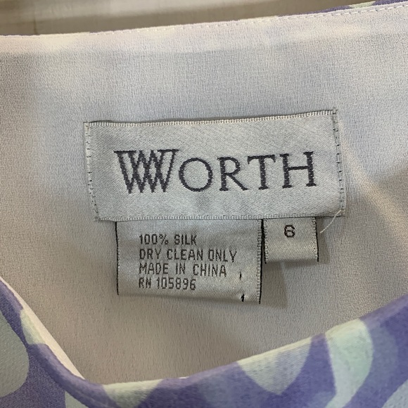 Worth Blue White Polka Dot 100% Silk Skirt 6 - Picture 3 of 3